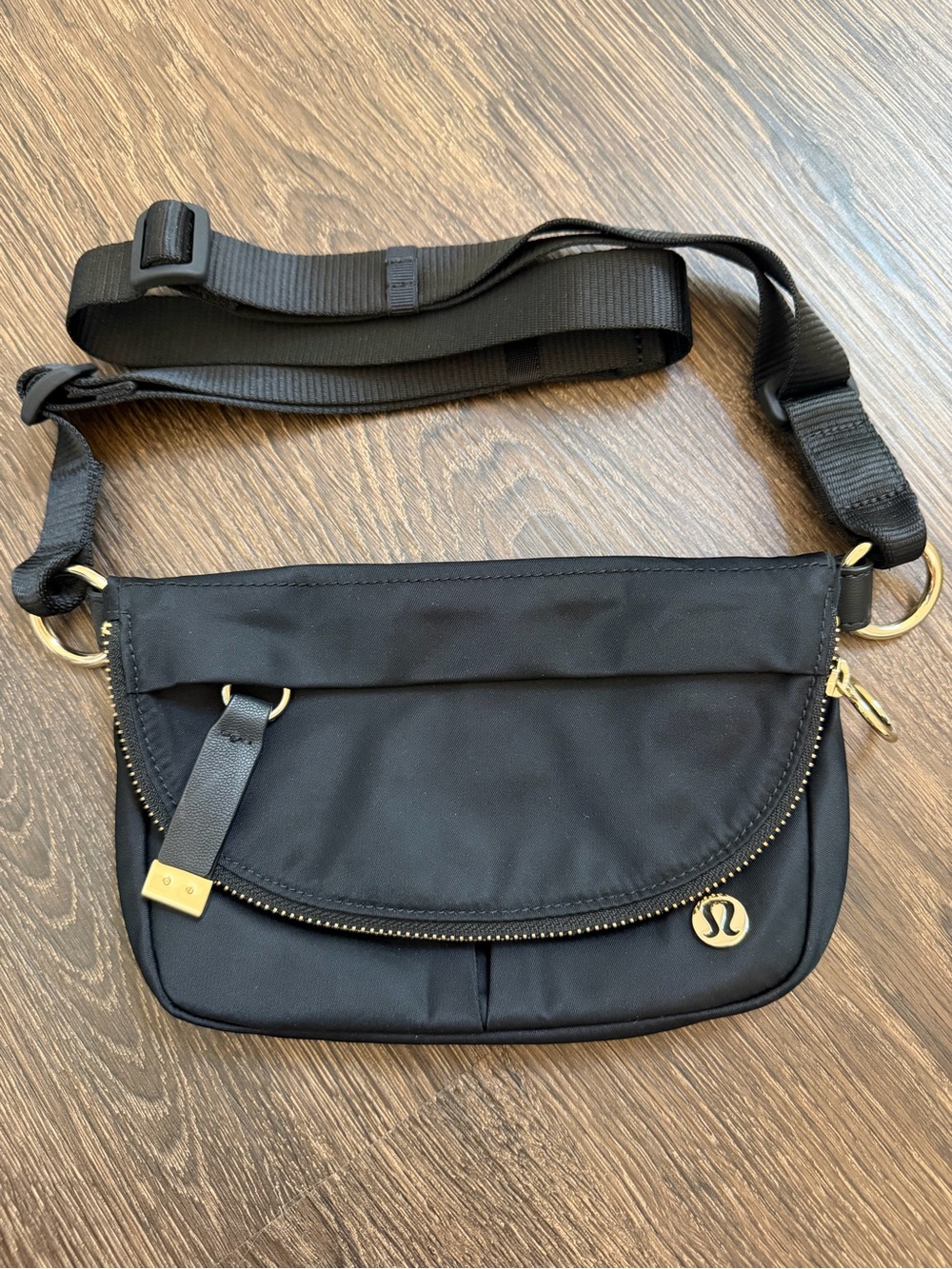 lululemon athletica Black Crossbody Bag with Gold Hardware
